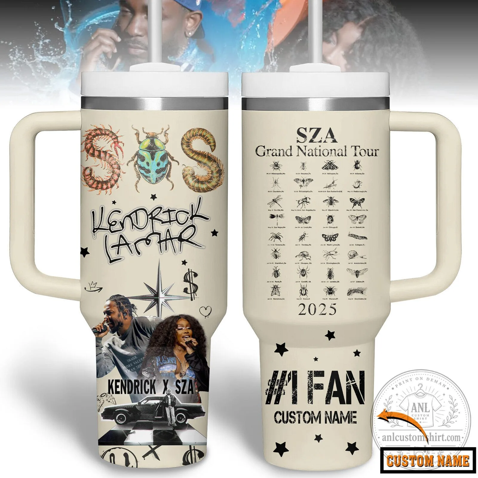 Kendrick Lamar SZA Grand National Tour 2025 Insulated Tumbler with Handle