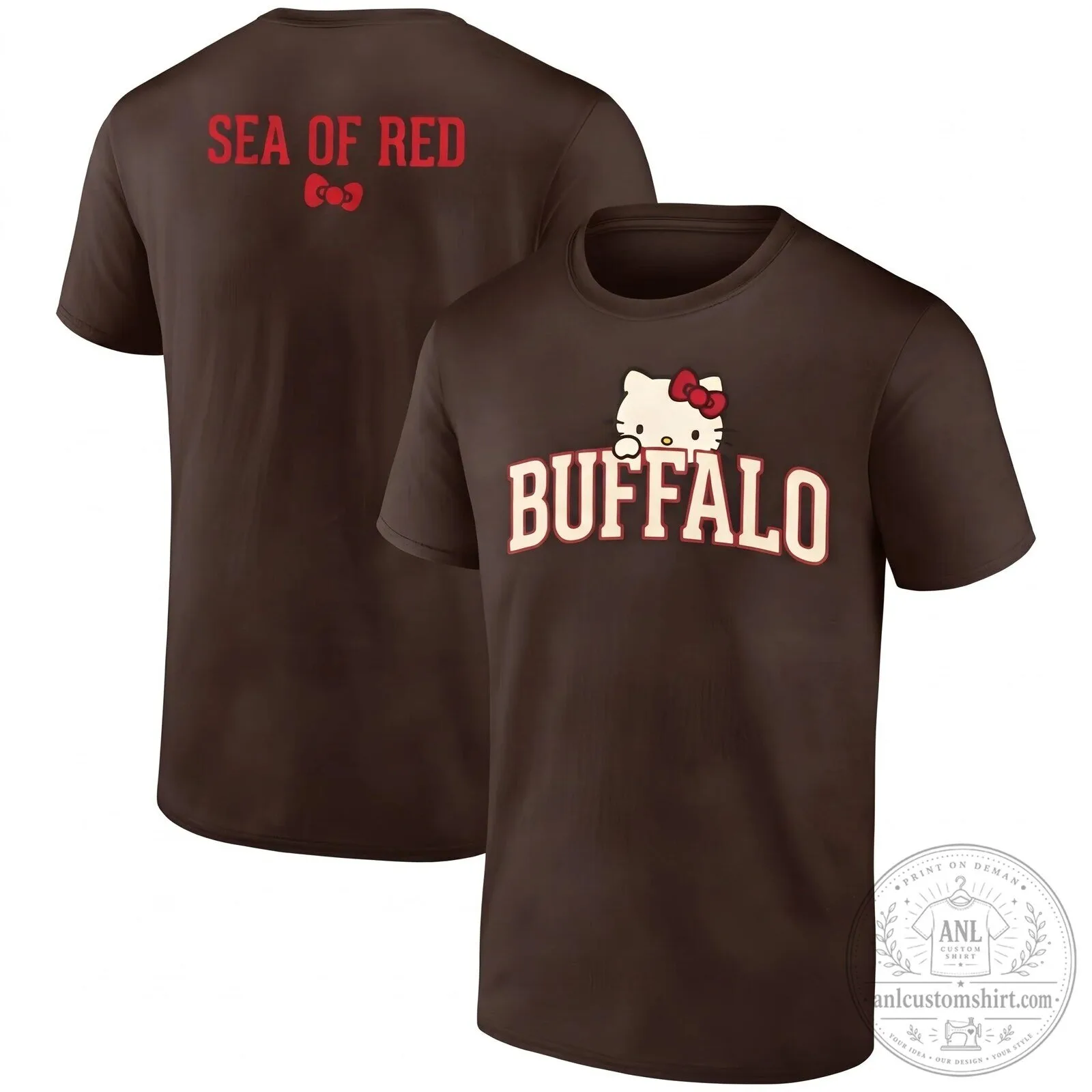 Buffalo Bills Hello Kitty Sea of Red Football Fan Black T-Shirt 17 Buffalo Bills Hello Kitty Sea of Red Football Fan Black T-Shirt