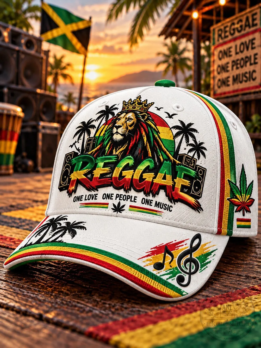 Reggae Lion One Love One People One Music Cap Hat