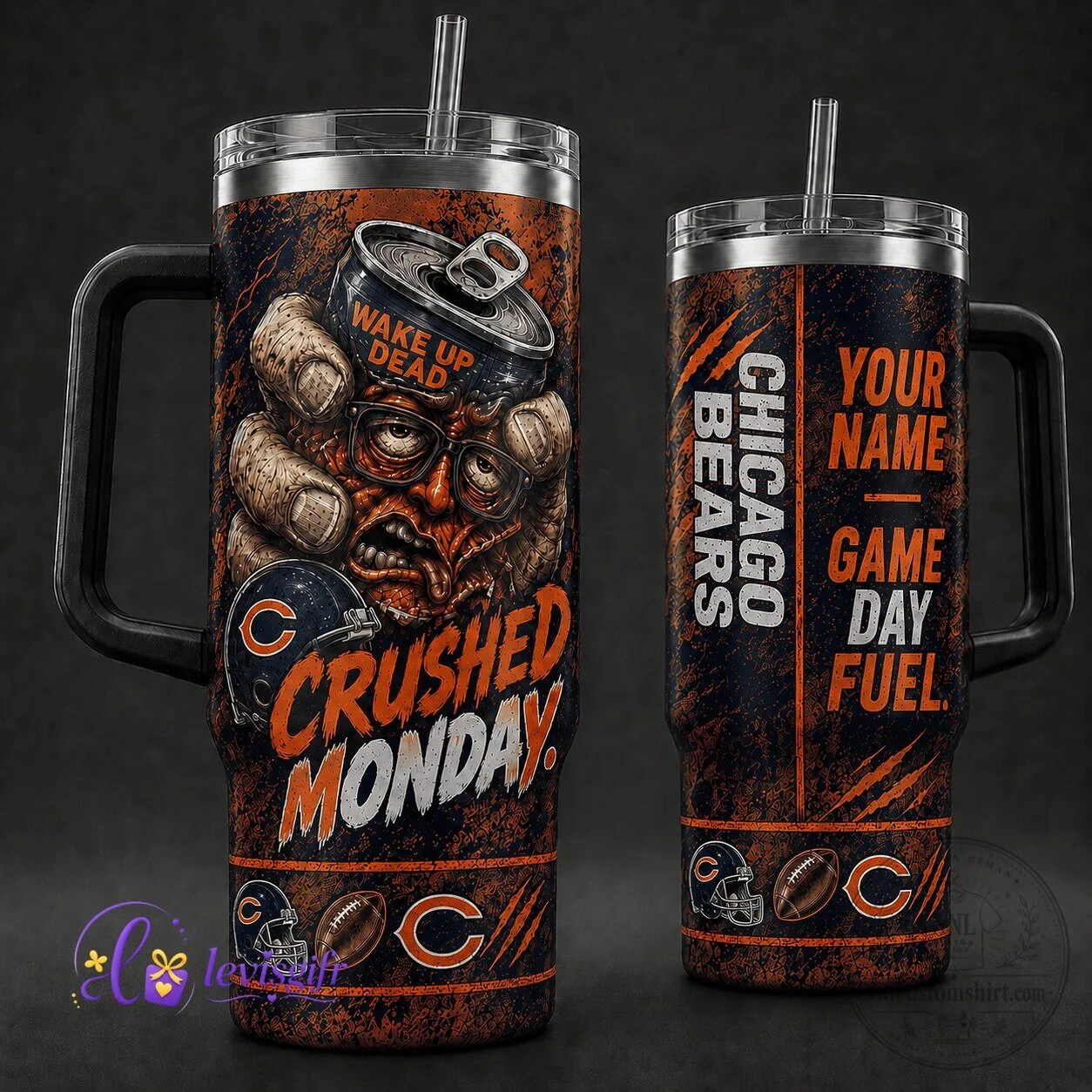 Chicago Bears Crushed Monday Personalized Football Game Day Fuel Tumbler
