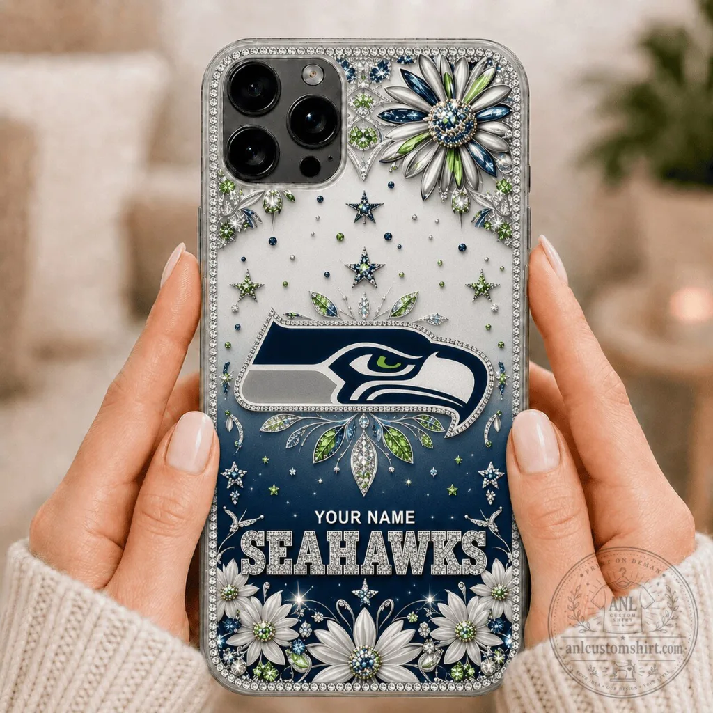Seattle Seahawks NFL Custom Name Rhinestone Phone Case for iPhone Seattle Seahawks NFL Custom Name Rhinestone Phone Case for iPhone