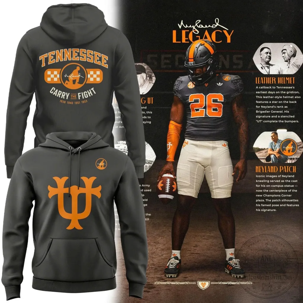 Tennessee Volunteers Neyland Legacy Smokey Grey Football Hoodie Tennessee Volunteers Neyland Legacy Smokey Grey Football Hoodie