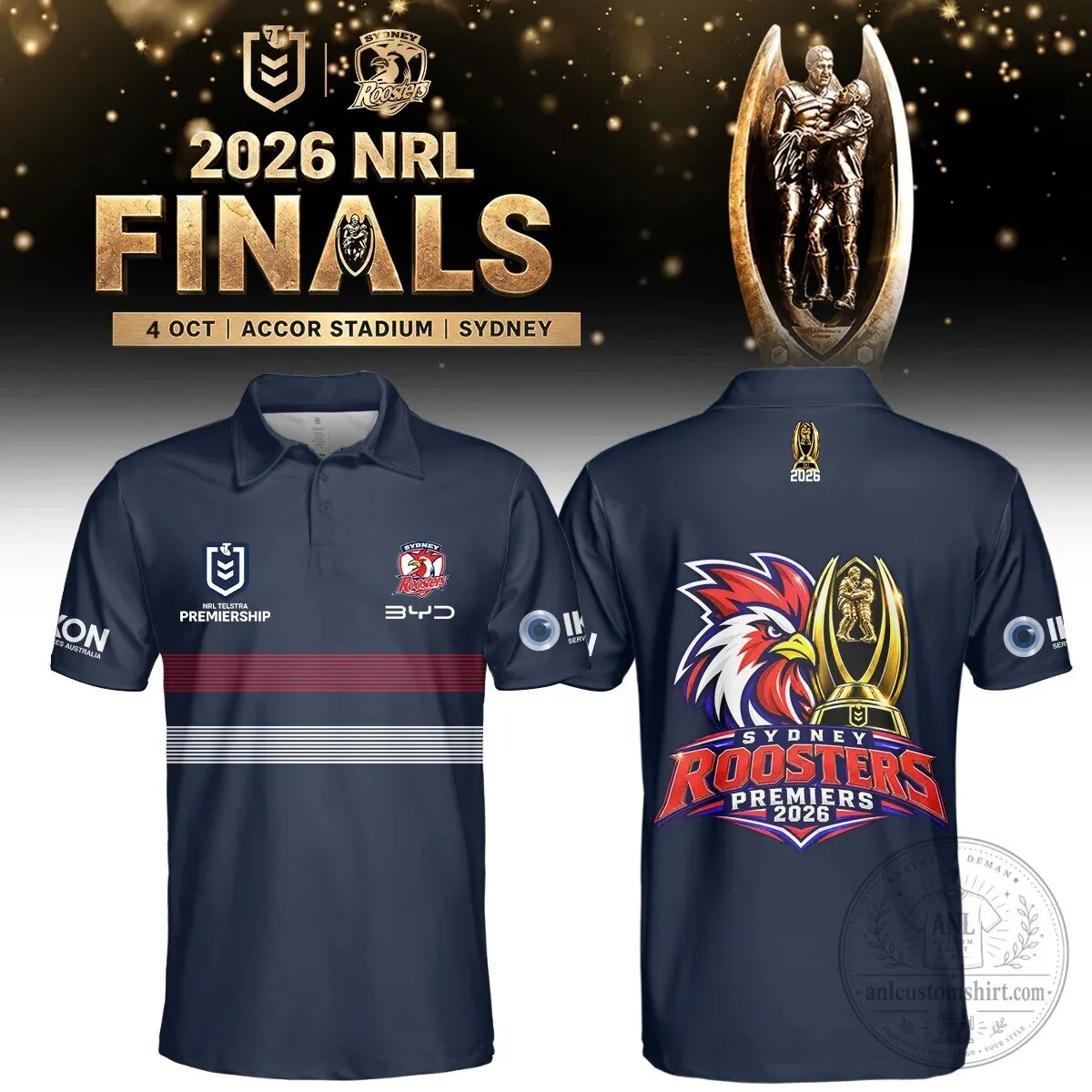 2026 Commemorative Polo Shirt for Sydney Roosters National Rugby League Premiers