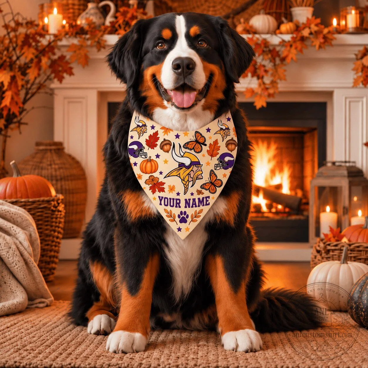 Minnesota Vikings Personalized Pet Bandana for Dogs and Cats