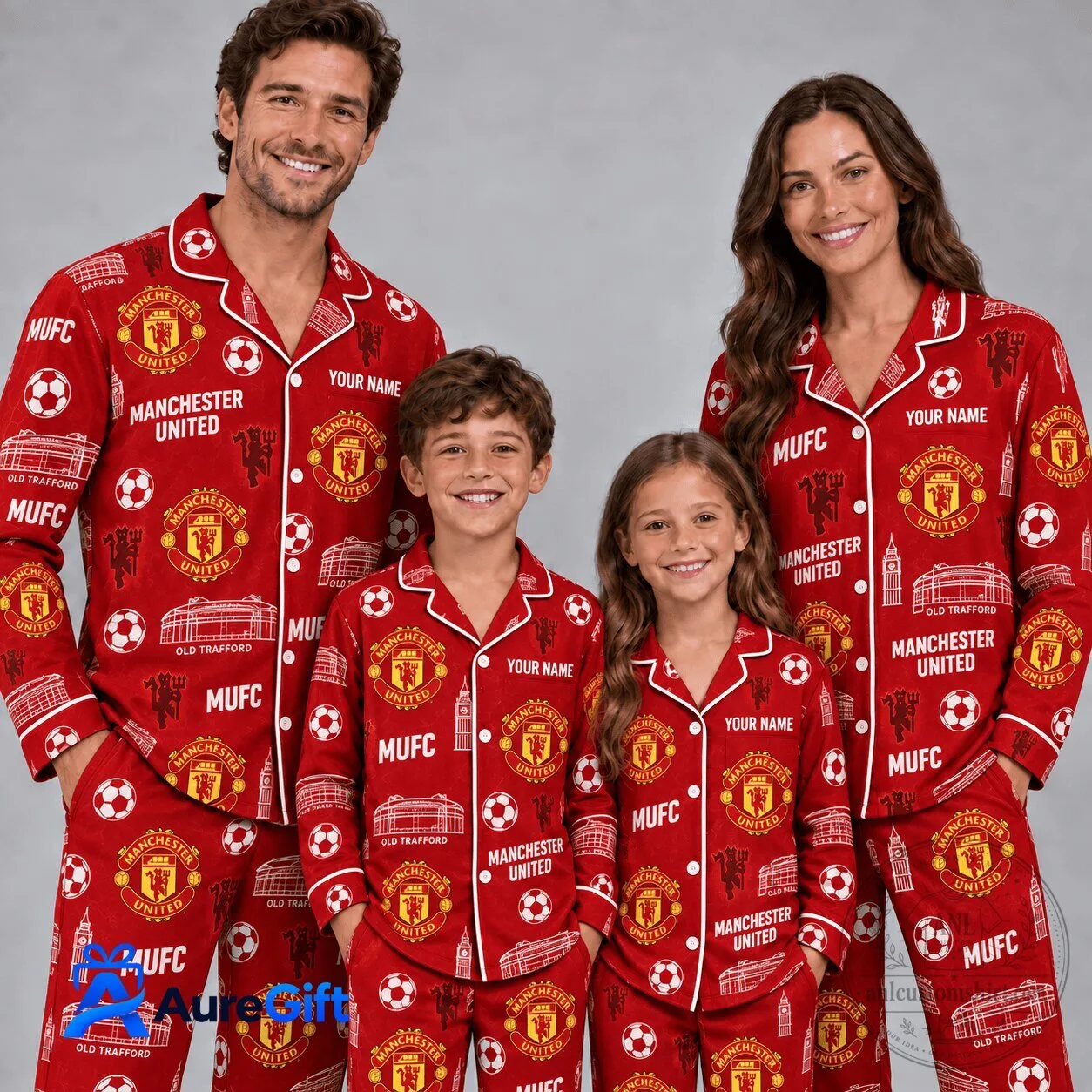 Manchester United Football Club Personalized Family Matching Red Pajamas