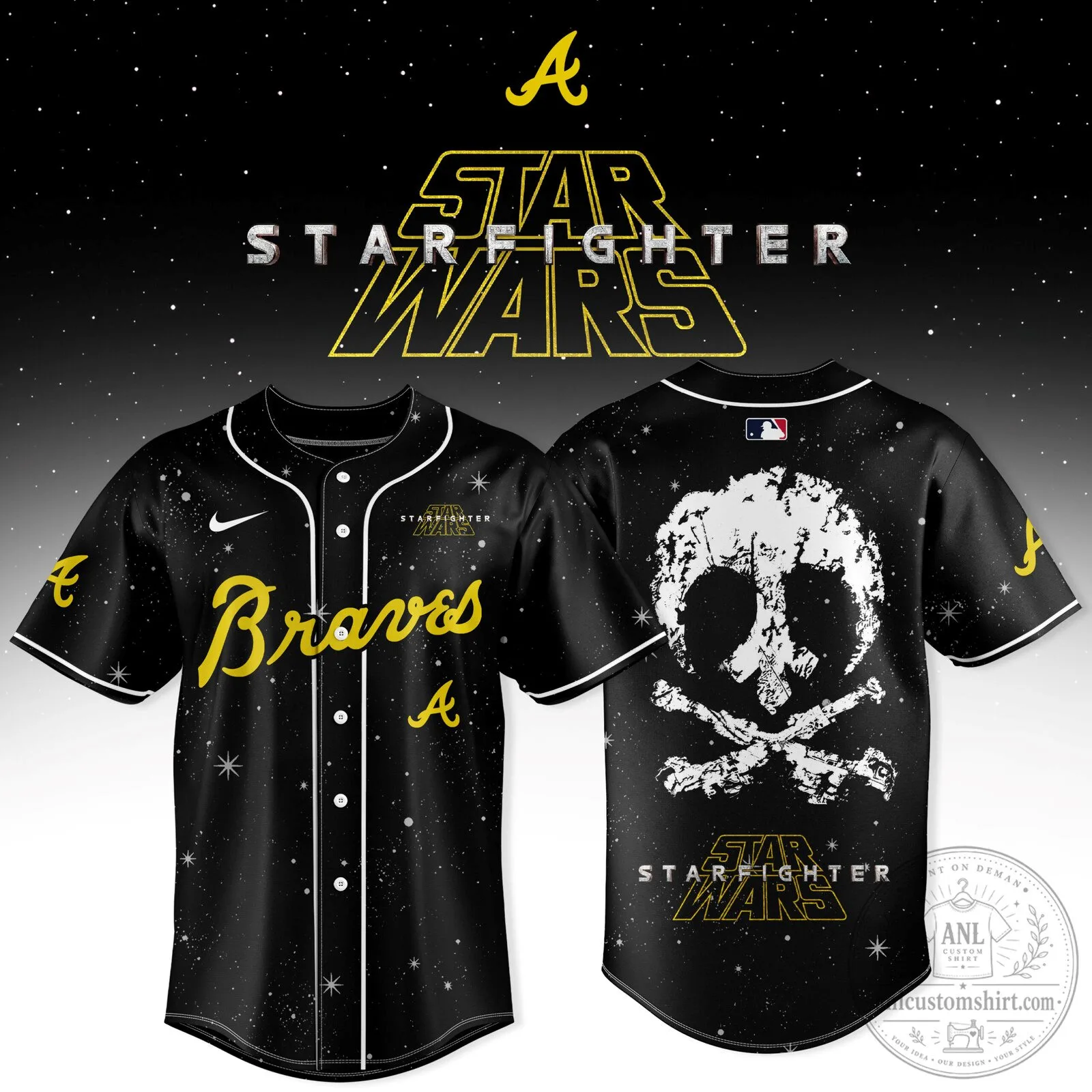 Star Wars Starfighter Atlanta Braves Baseball Jersey