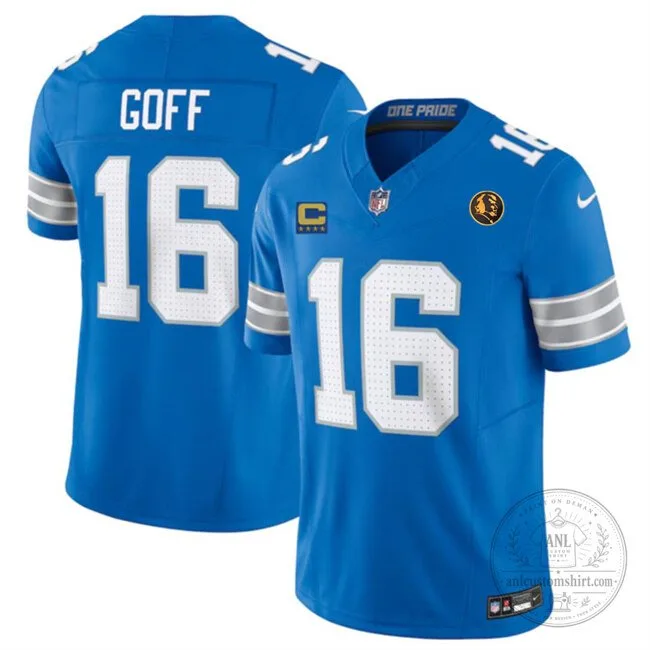 Jared Goff Detroit Lions Blue Football Jersey with Number 16