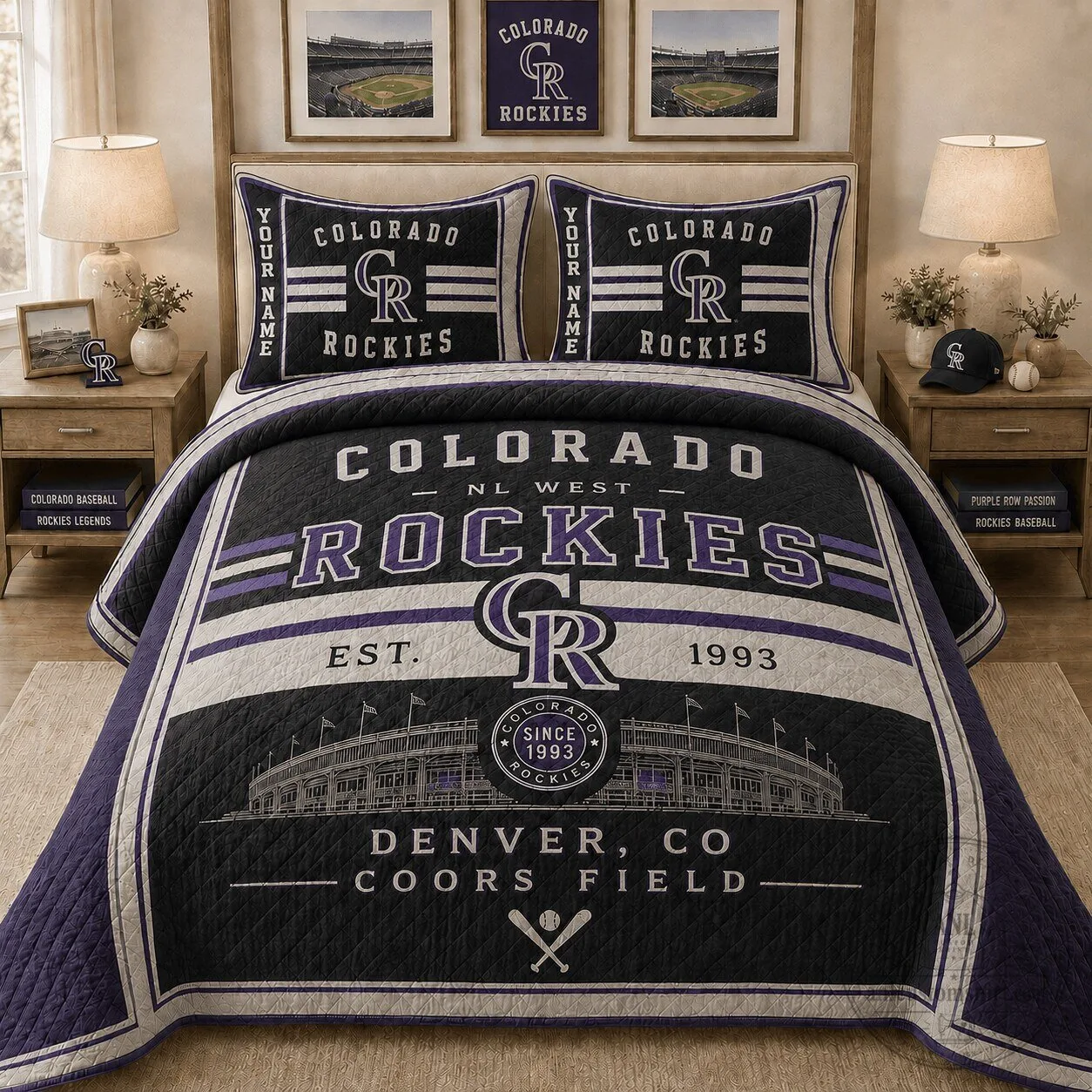 Colorado Rockies Baseball Team Bedding Set