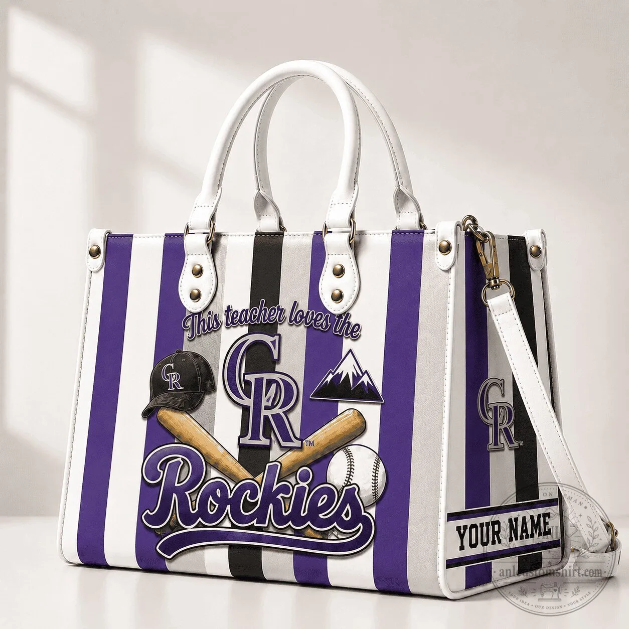 Colorado Rockies Baseball Team Personalized Leather Hand Bag For Women