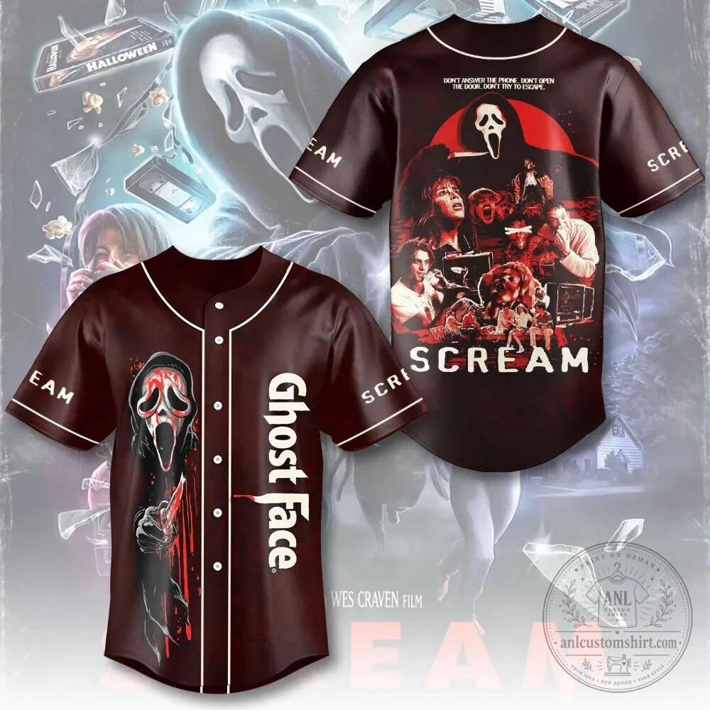 Scream Ghost Face Horror Movie Baseball Jersey