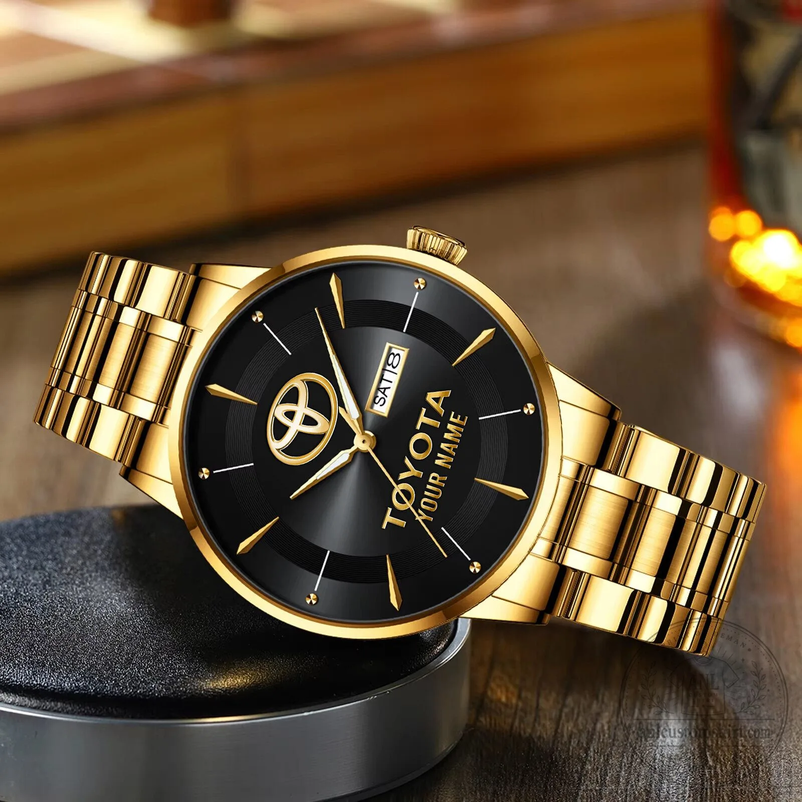 Toyota Custom Name Elegant Gold Plated Stainless Steel Quartz Watch 22 Toyota Custom Name Elegant Gold Plated Stainless Steel Quartz Watch