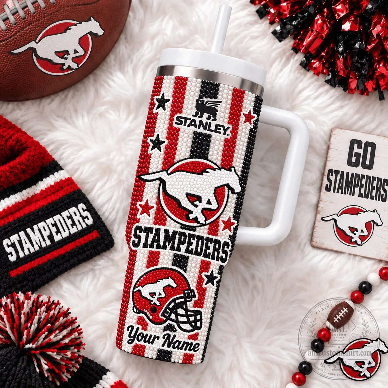 Calgary Stampeders Canadian Football League Diamond Pattern Tumbler