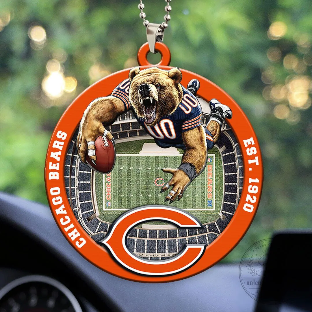 Chicago Bears Football Team Stadium Logo Car Hanging Ornament