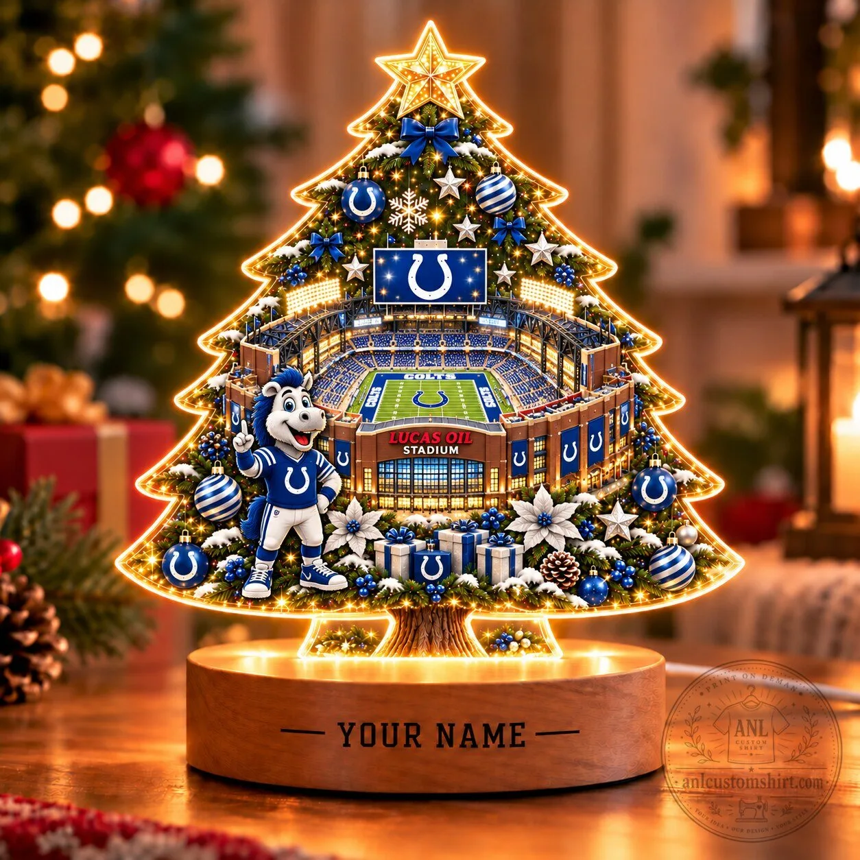 Indianapolis Colts Christmas Tree LED Light Personalized Lucas Oil Stadium Display