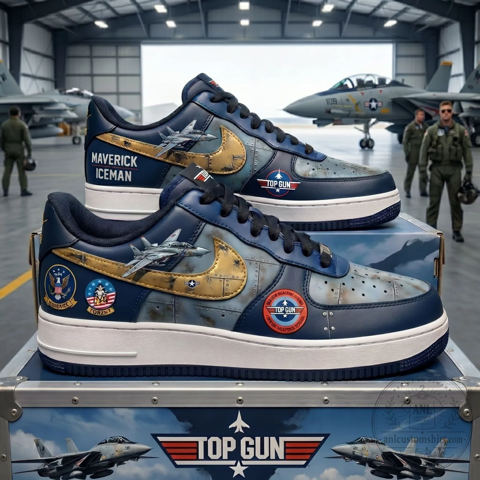 Top Gun Maverick and Iceman Fighter Jet Air Force One Shoes