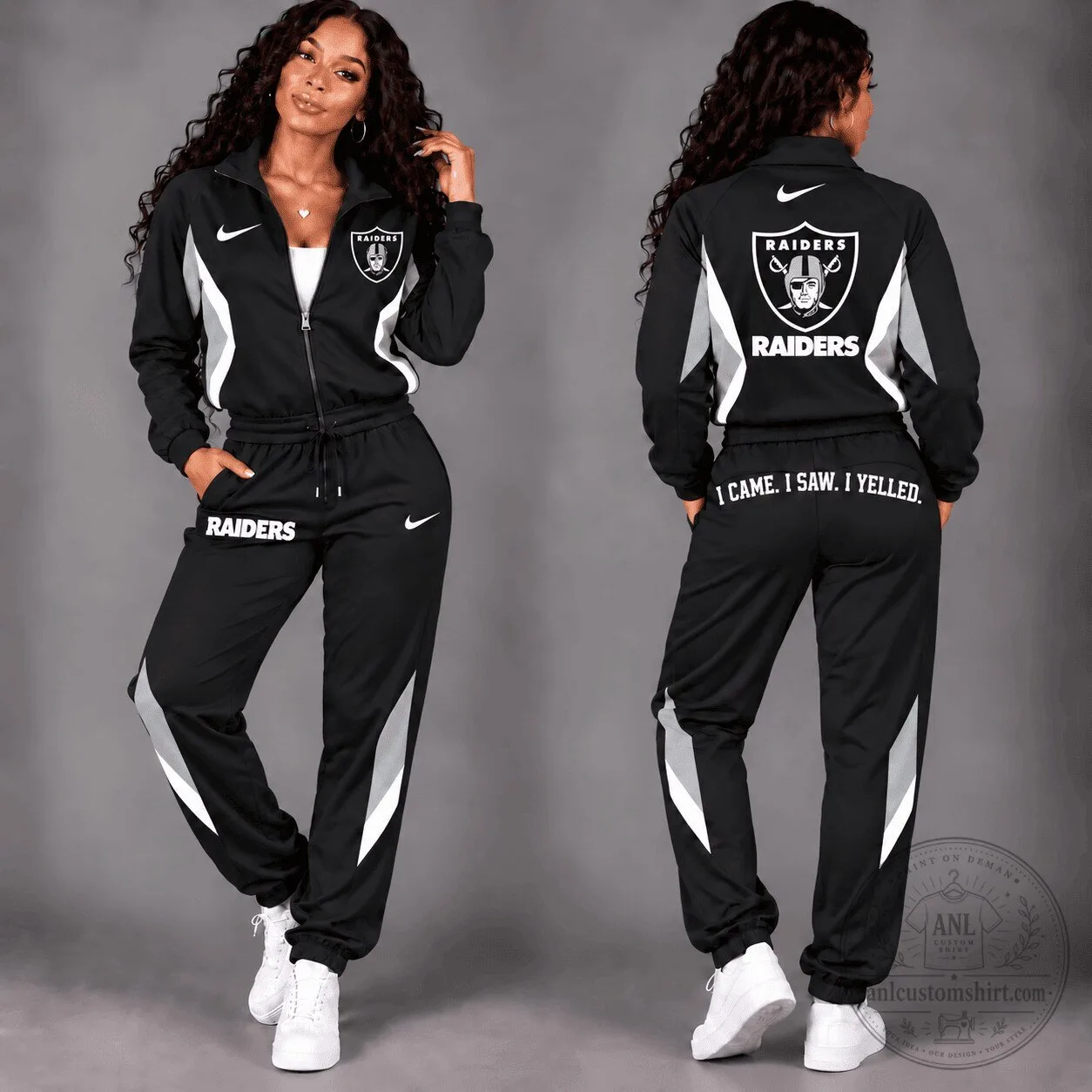 Las Vegas Raiders Women's Tracksuit Set with Full Zip Jacket and Jogger Pants