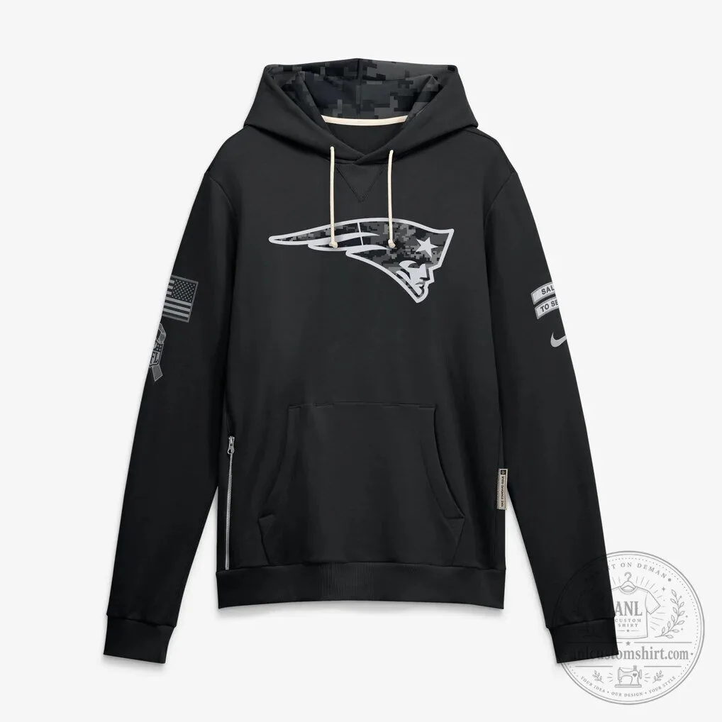 New England Patriots Salute to Service Black Camouflage Pullover Hoodie