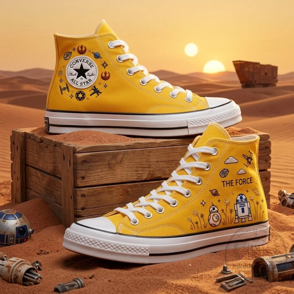 Star Wars The Force Yellow High Top Sneakers - Converse Chuck Taylor All Star Shoes