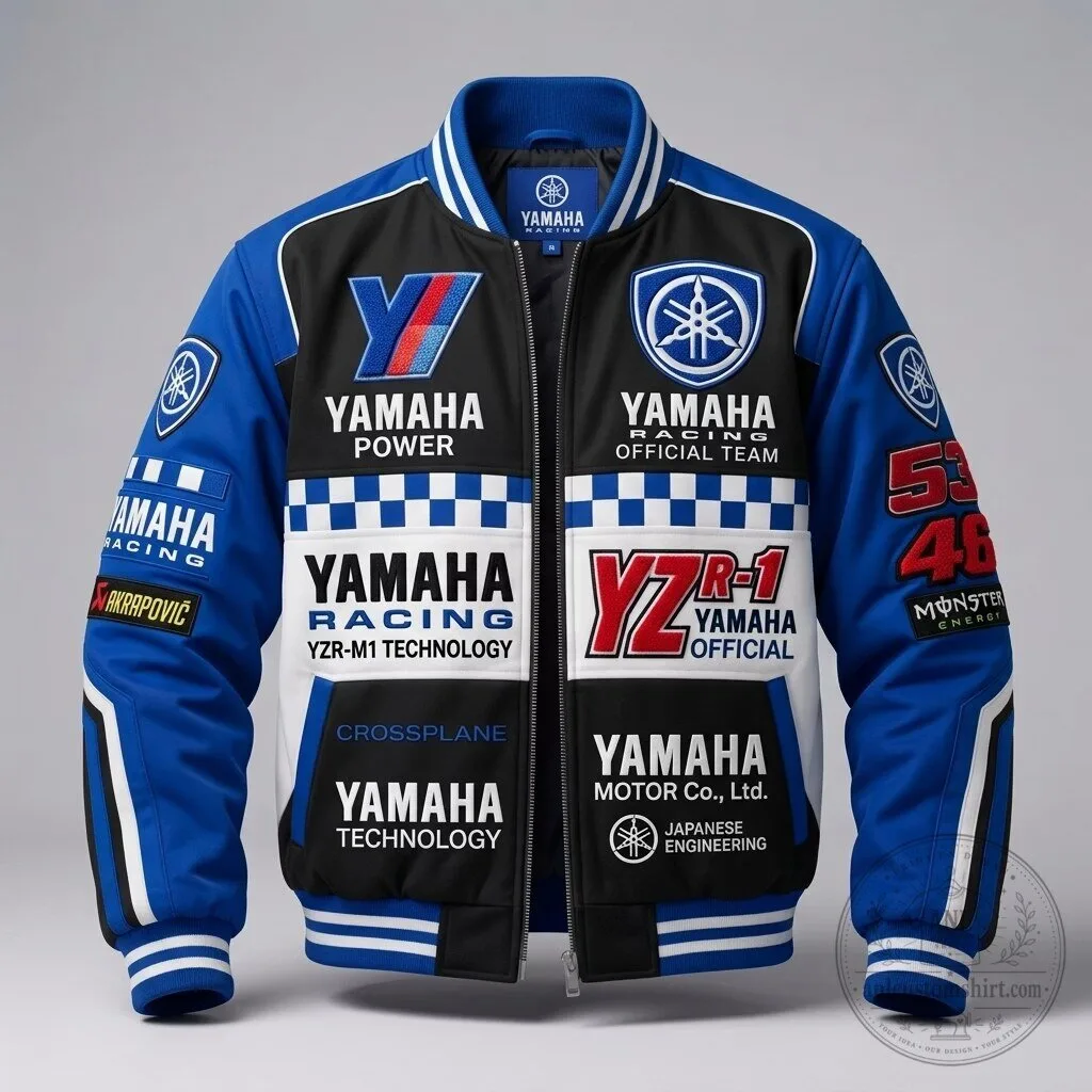 Yamaha Racing Official Team Blue and Black Bomber Jacket