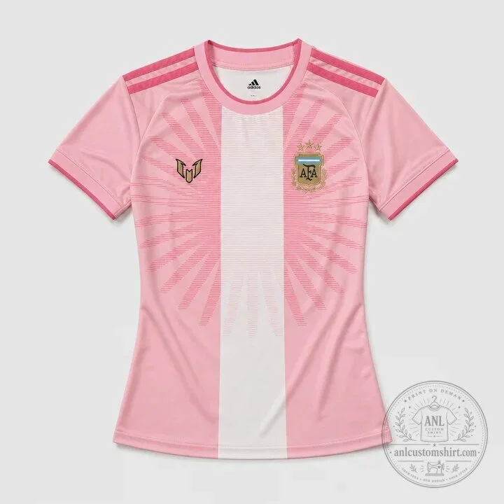 Argentina National Football Team Lionel Messi Pink Special Edition Soccer Jersey