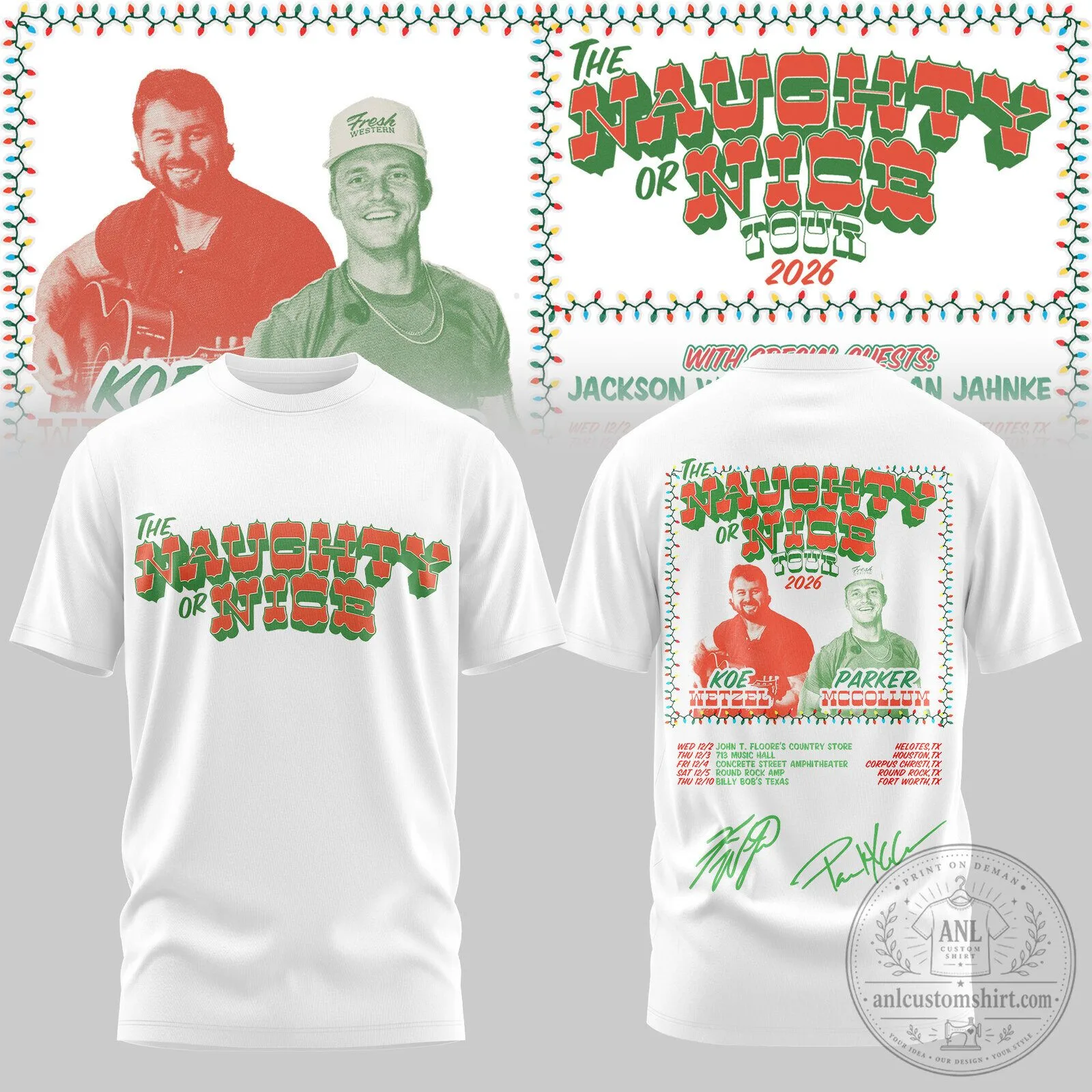 Koe Wetzel And Parker McCollum Naughty Or Nice Tour 2026 T-Shirt