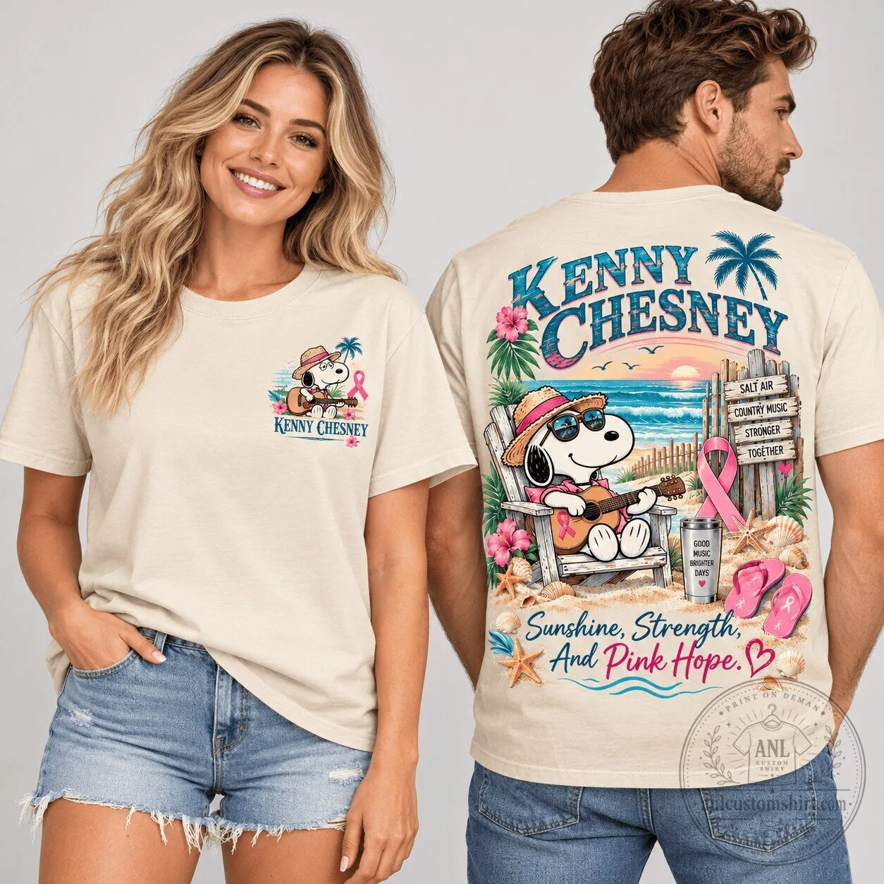 Kenny Chesney Snoopy Sunshine Strength Pink Hope Country Music T-Shirt