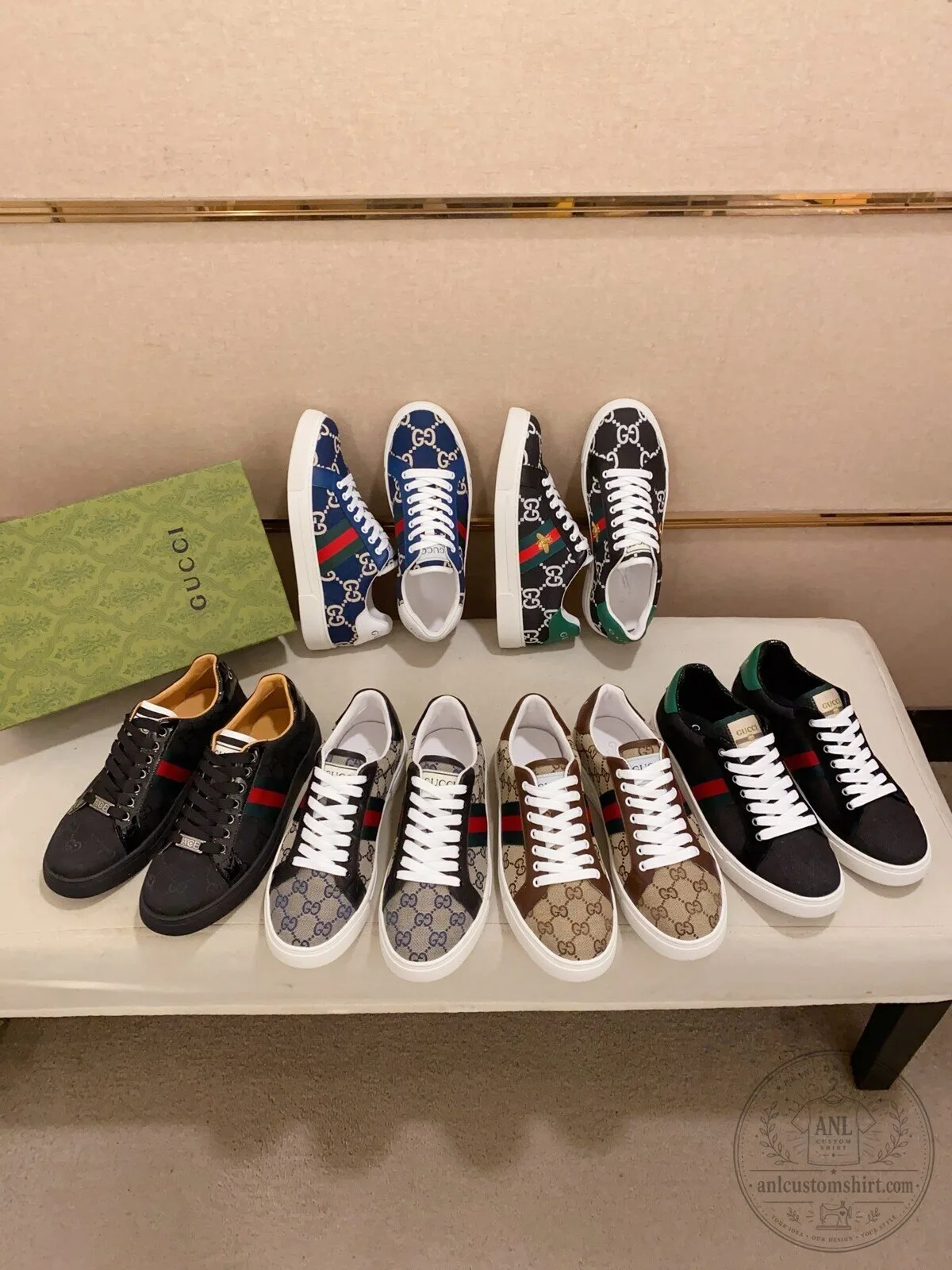 Gucci Bee Logo Black and White Patterned Fashion Sneakers 13 Gucci Bee Logo Black and White Patterned Fashion Sneakers
