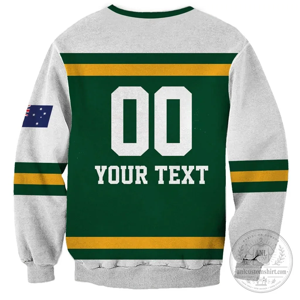Australia National Team Kangaroo Emblem Green and Gold Sweatshirt 7 Australia National Team Kangaroo Emblem Green and Gold Sweatshirt