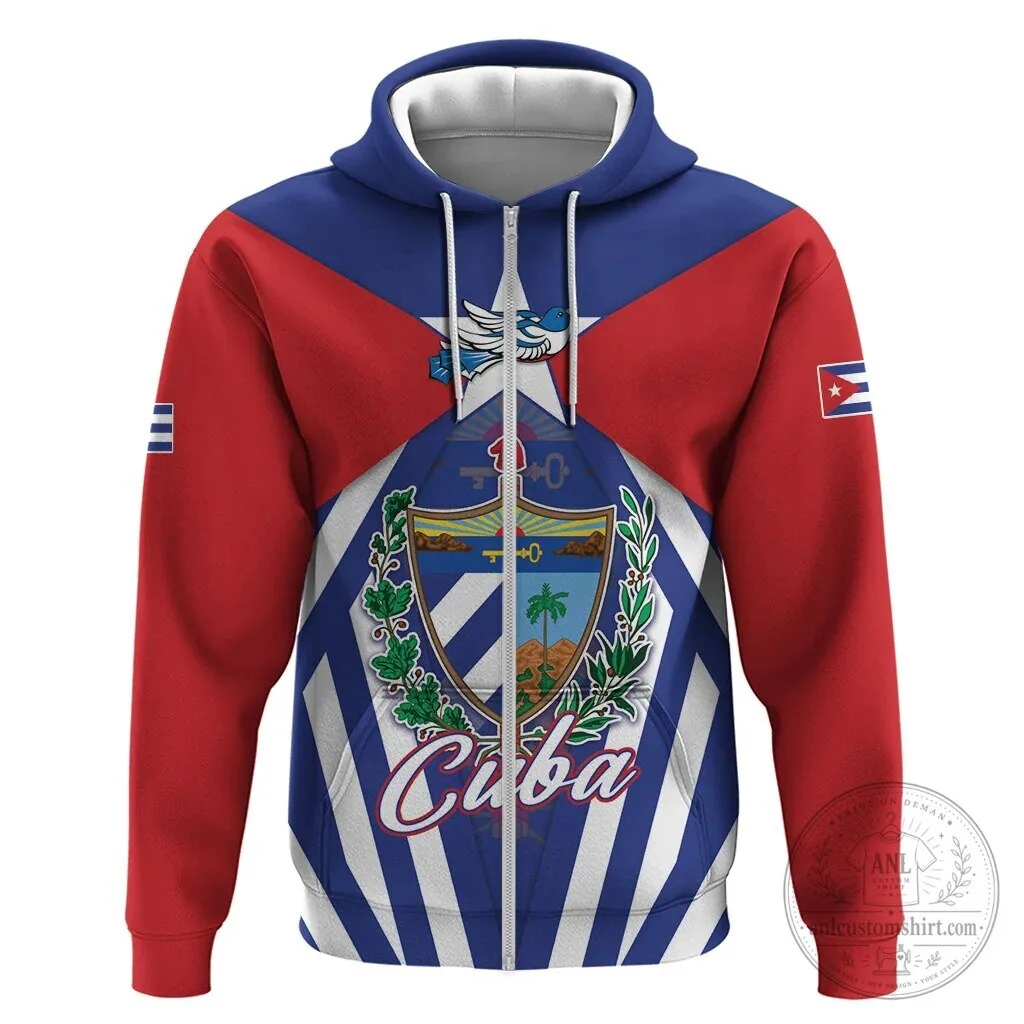 Cuba Flag Coat of Arms Patriotic Full Zip Hoodie