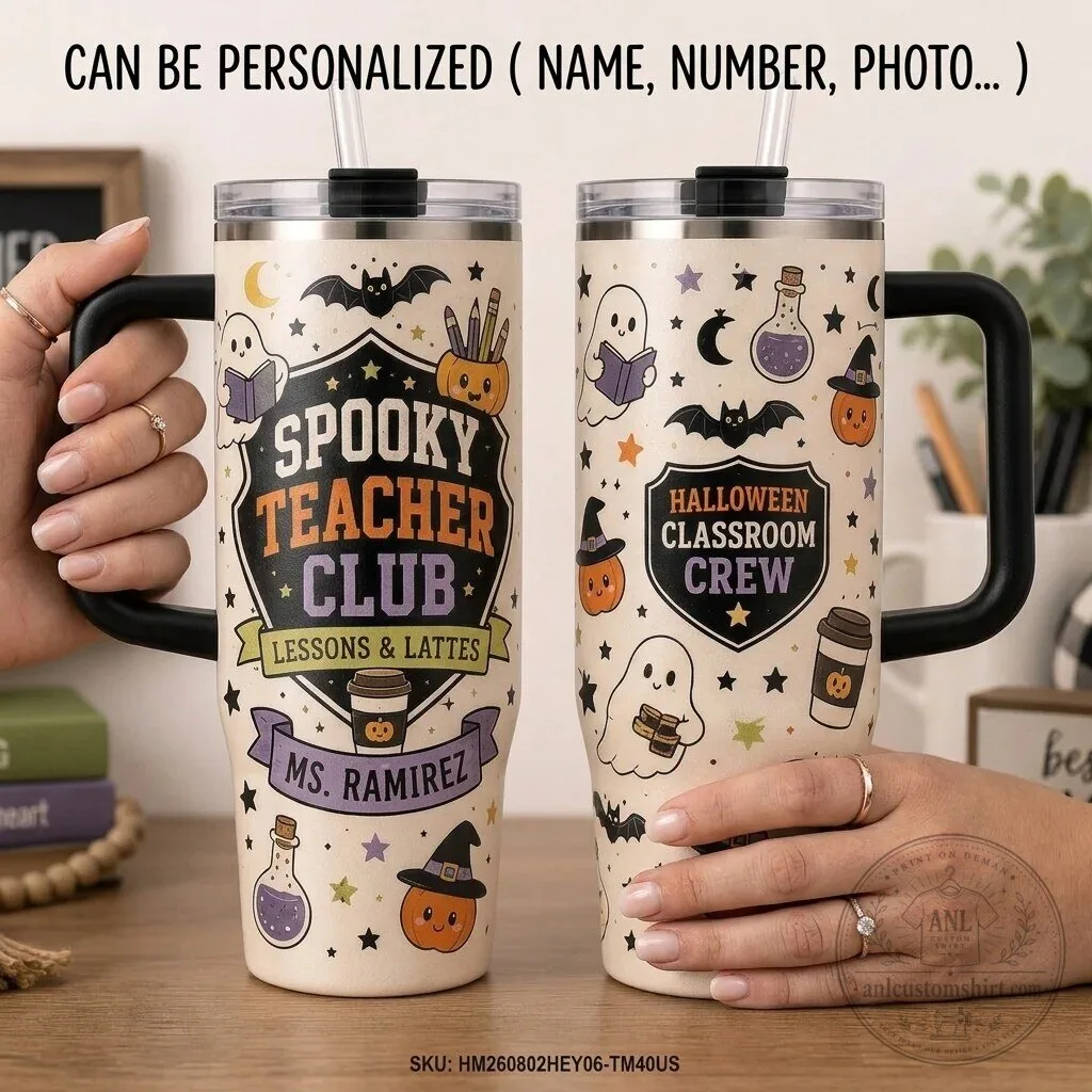 Spooky Teacher Club Halloween Lessons and Lattes Insulated Tumbler