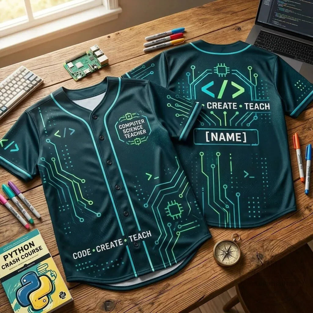 Personalized Computer Science Teacher Code Create Teach Baseball Jersey