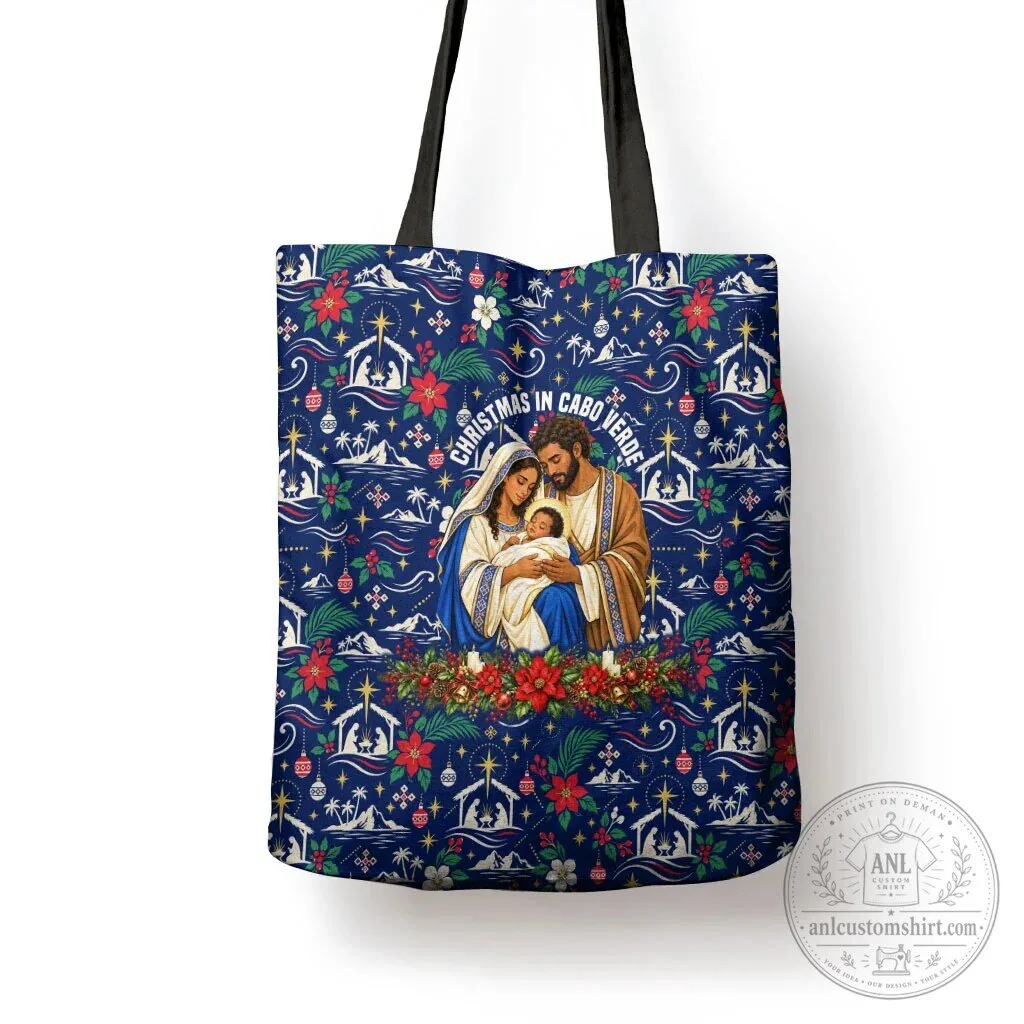 Christmas in Cabo Verde Holy Family Nativity Scene Tote Bag