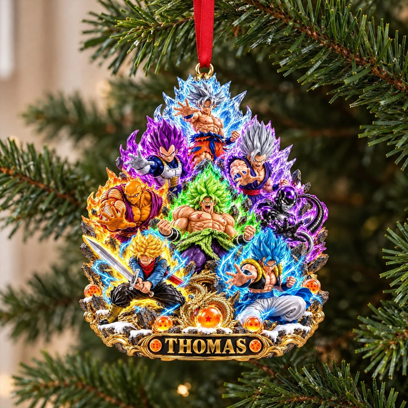 Dragon Ball Z Super Saiyan Custom Name Christmas Tree Ornament
