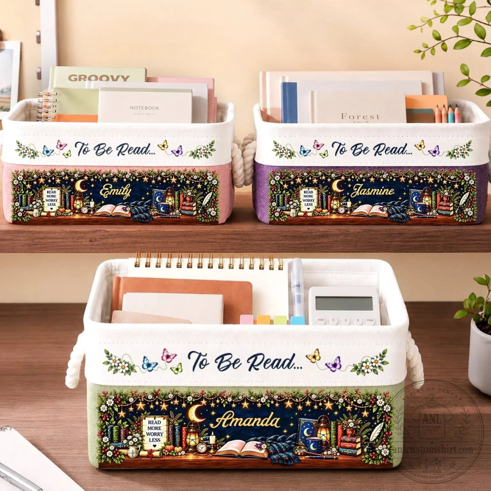 Personalized Reading Lover Storage Basket with Custom Name for Bookworms 9 Personalized Reading Lover Storage Basket with Custom Name for Bookworms