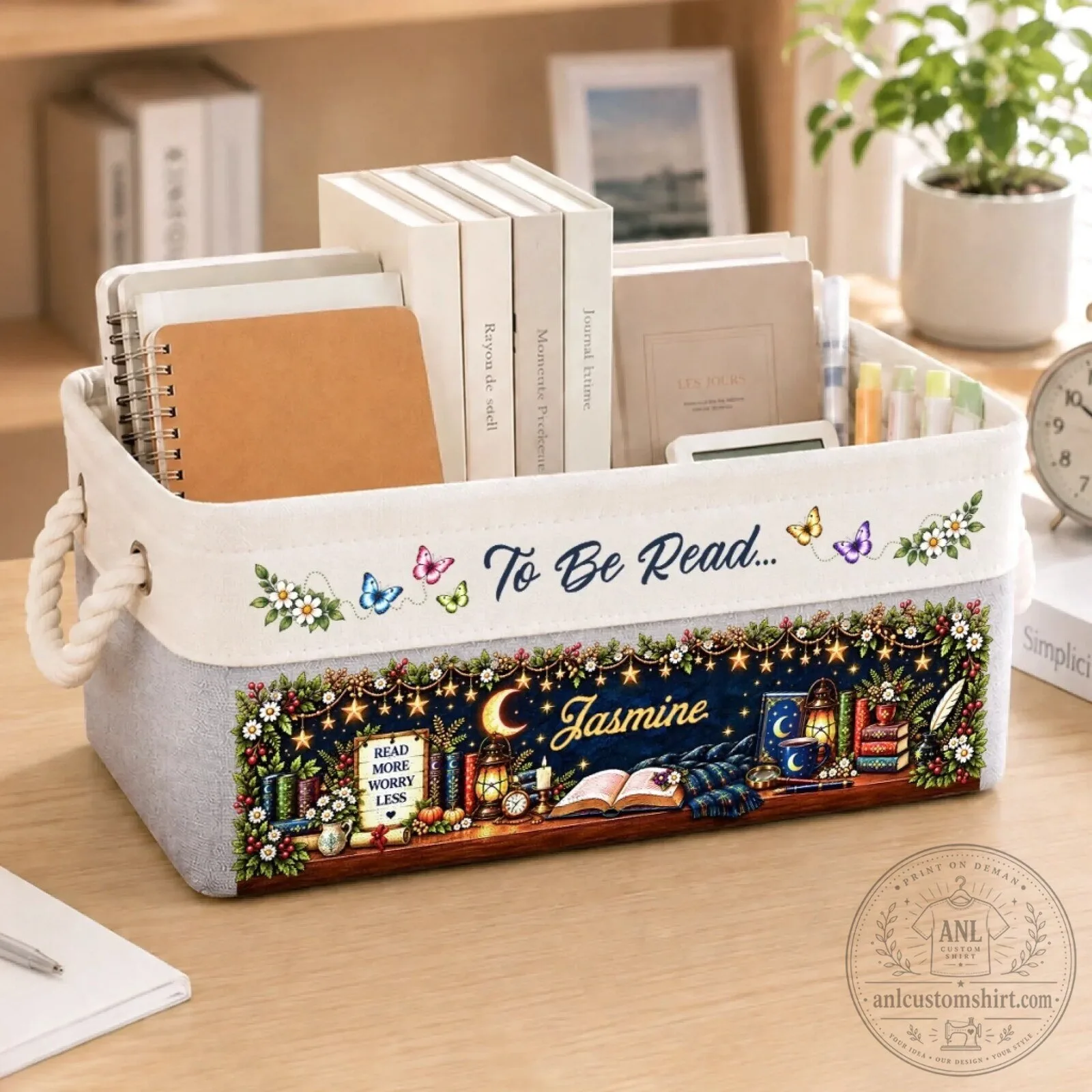 Personalized Reading Lover Storage Basket with Custom Name for Bookworms 11 Personalized Reading Lover Storage Basket with Custom Name for Bookworms